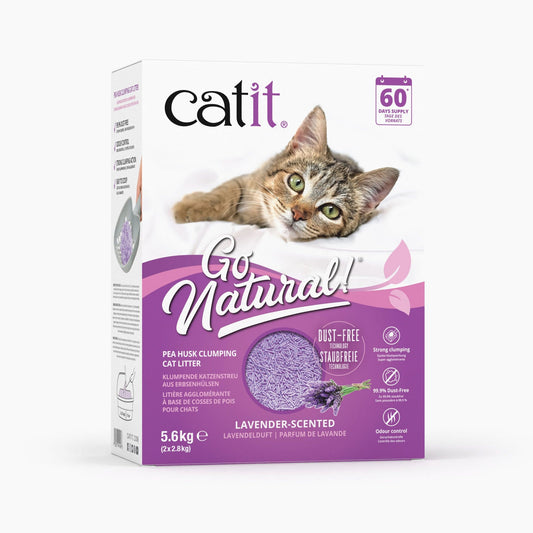 Litière agglomérante Catit Go Natural à base de cosses de pois pour chats ─ Parfum de lavande