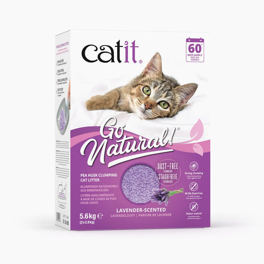 Litière agglomérante pour chat en cosses de pois recyclées - Catit Go Natural - Parfum lavande