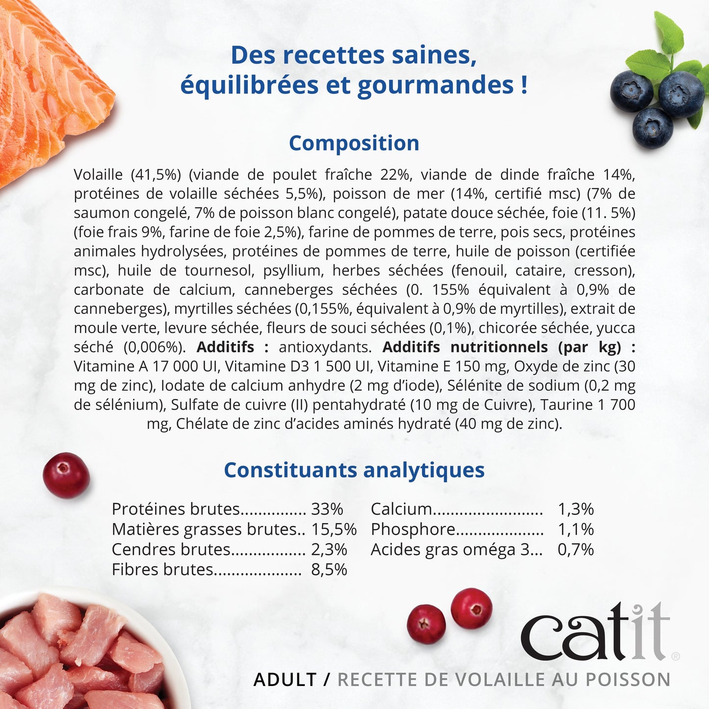 Croquettes chat adulte Poisson sans céréales - Catit Recipes - 2 kg