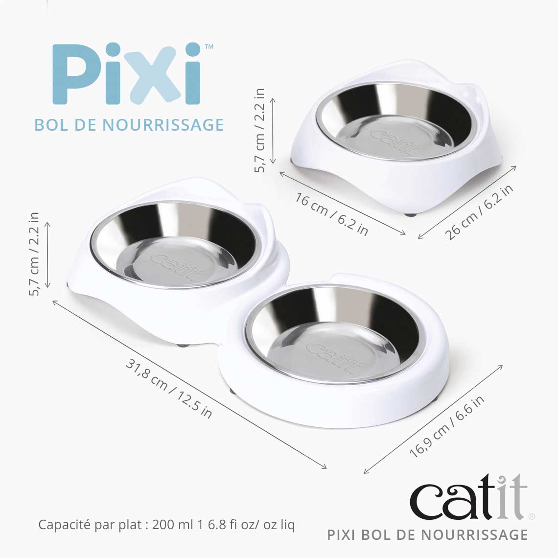 Mangeoire Catit PIXI ─ Gamelle double
